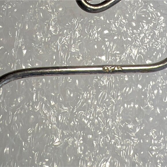 Vtg 925 Sterling Silver Dangle Earrings Geometric Curved Designed Hook Closure - Picture 3 of 6